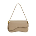 Virant Collection Women's Beige Leather Baguette Bag with Curved Flap