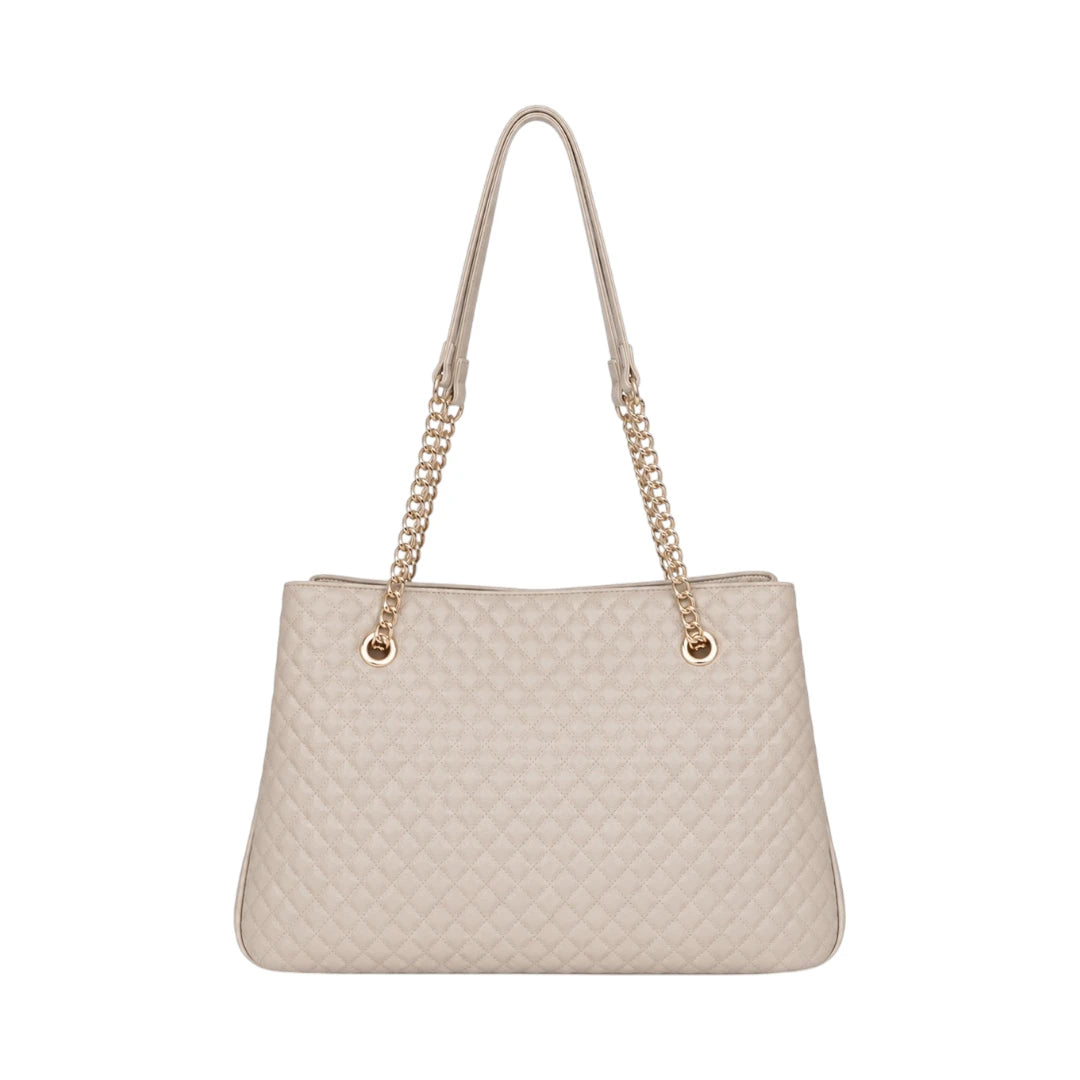 Virant Collection Women's Cream Quilted Leather Baguette Bag