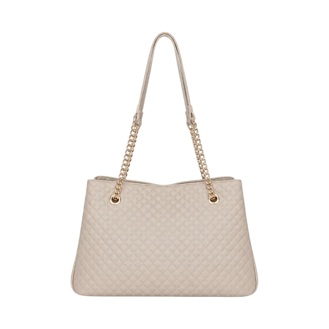 Virant Collection Women's Cream Quilted Leather Baguette Bag